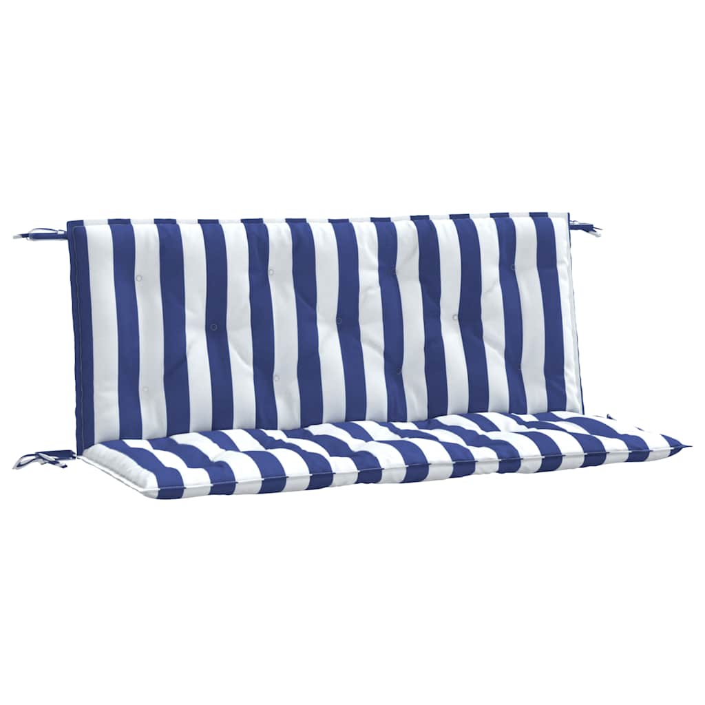 Tuinbankkussens 2 st gestreept 120x50x7 cm stof wit en blauw is nu te koop bij PeponiXL, paradijselijk wonen!