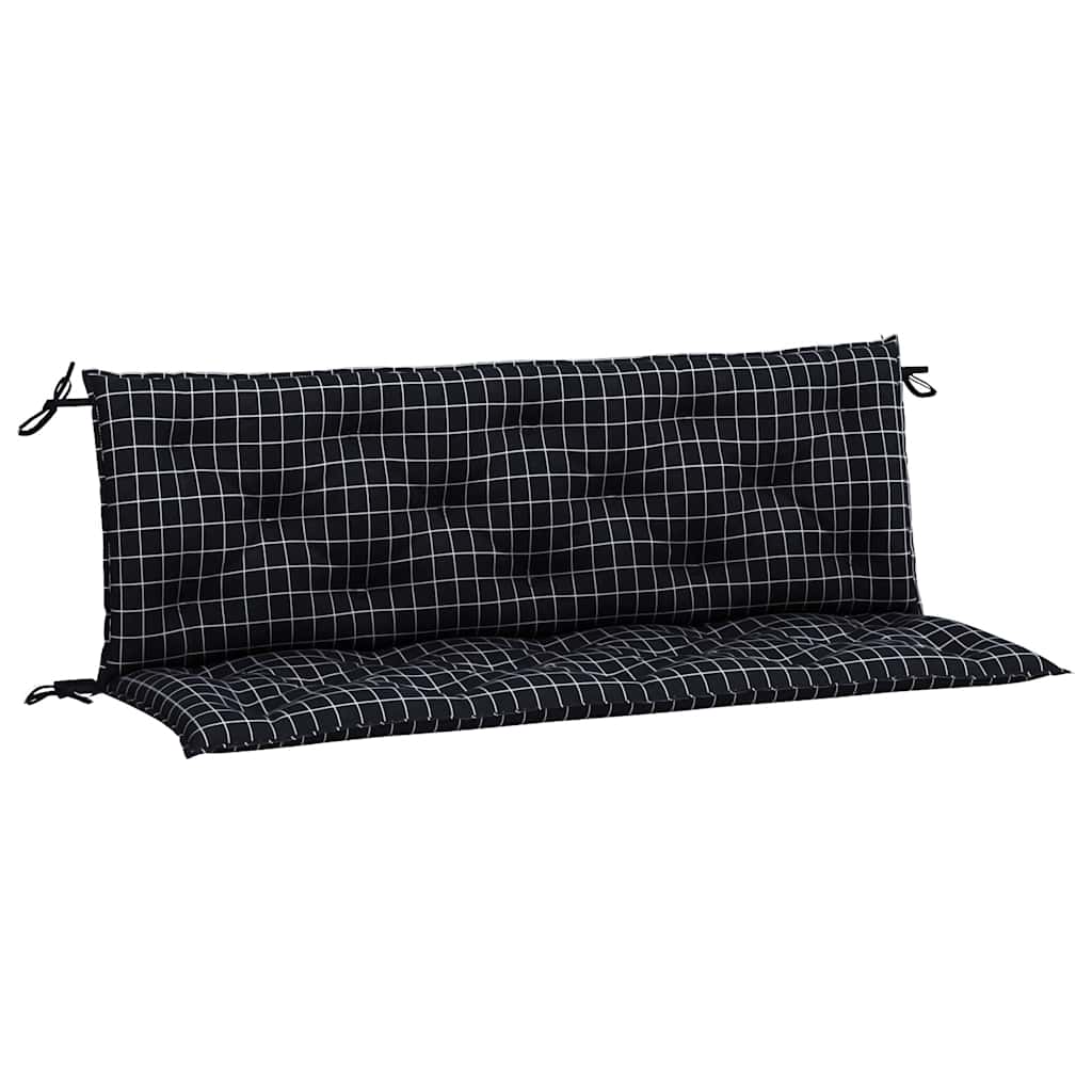 Tuinbankkussens 2 st ruitpatroon 150x50x7 cm stof zwart
