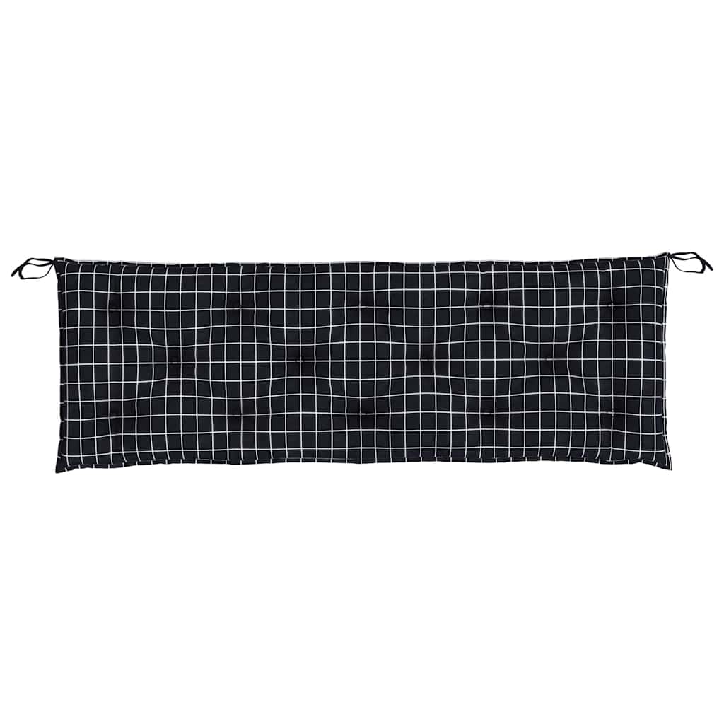 Tuinbankkussens 2 st ruitpatroon 150x50x7 cm stof zwart