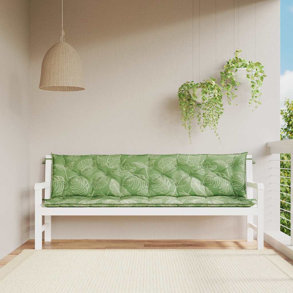 Tuinbankkussens 2 st bladpatroon 200x50x7 cm stof is nu te koop bij PeponiXL, paradijselijk wonen!