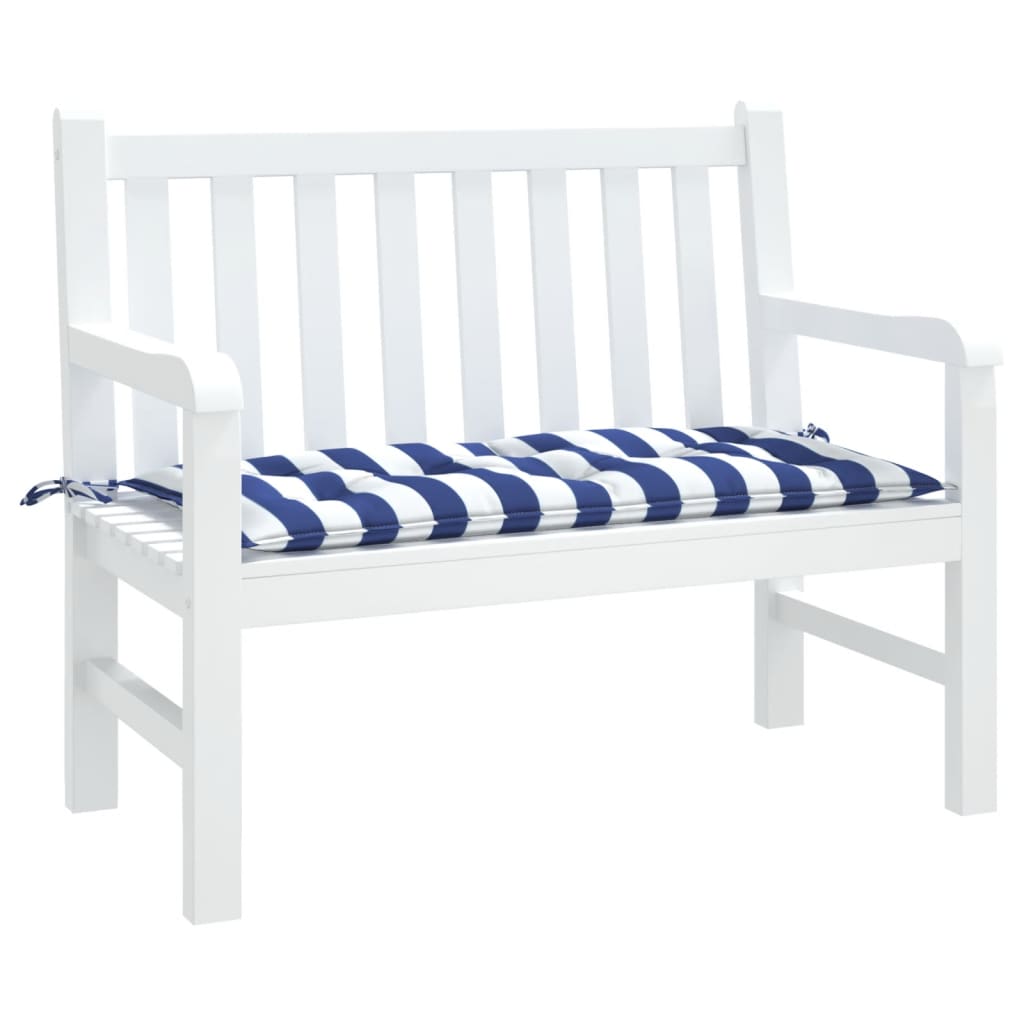 Tuinbankkussen gestreept 110x50x7 cm stof wit en blauw is nu te koop bij PeponiXL, paradijselijk wonen!