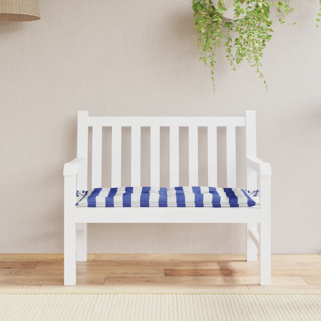 Tuinbankkussen gestreept 110x50x7 cm stof wit en blauw is nu te koop bij PeponiXL, paradijselijk wonen!