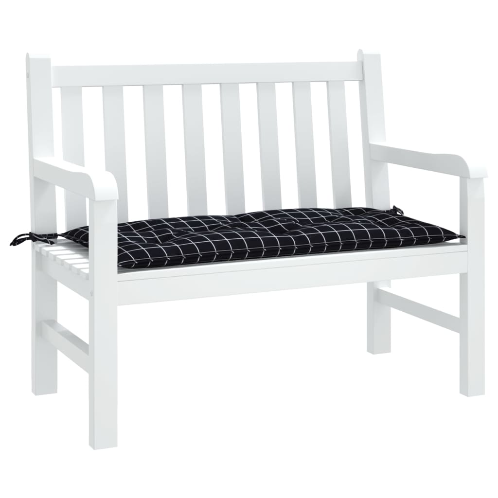 Tuinbankkussen ruitpatroon 110x50x7 cm stof zwart is nu te koop bij PeponiXL, paradijselijk wonen!