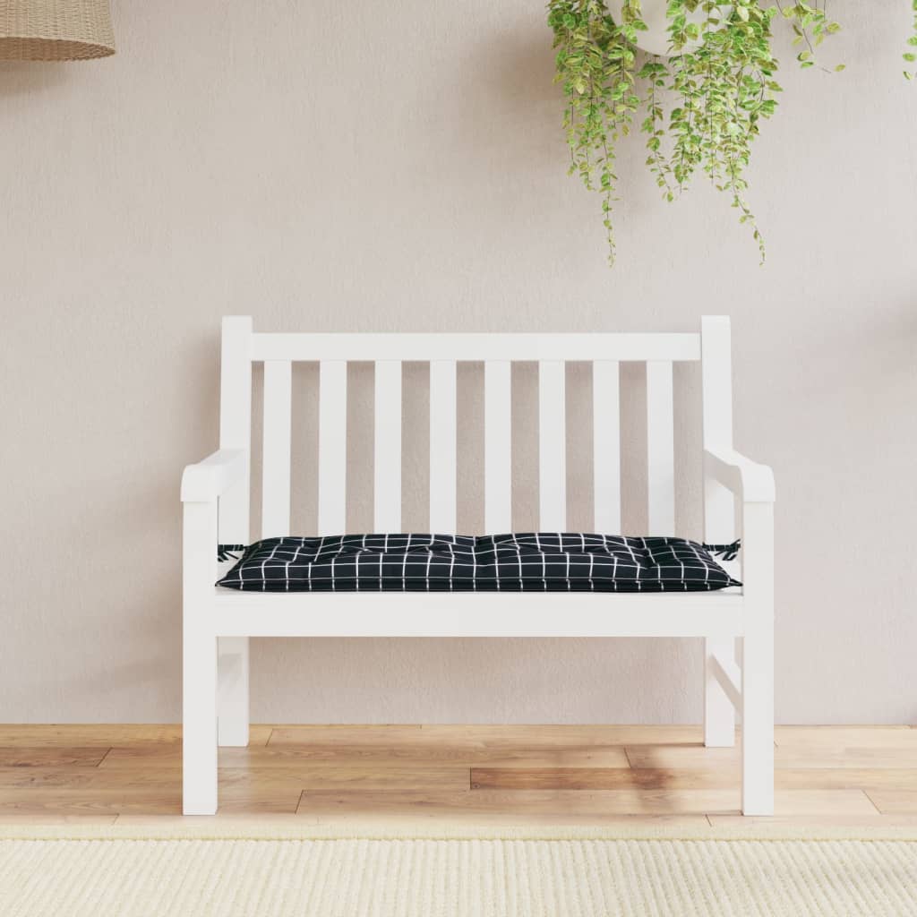 Tuinbankkussen ruitpatroon 110x50x7 cm stof zwart is nu te koop bij PeponiXL, paradijselijk wonen!