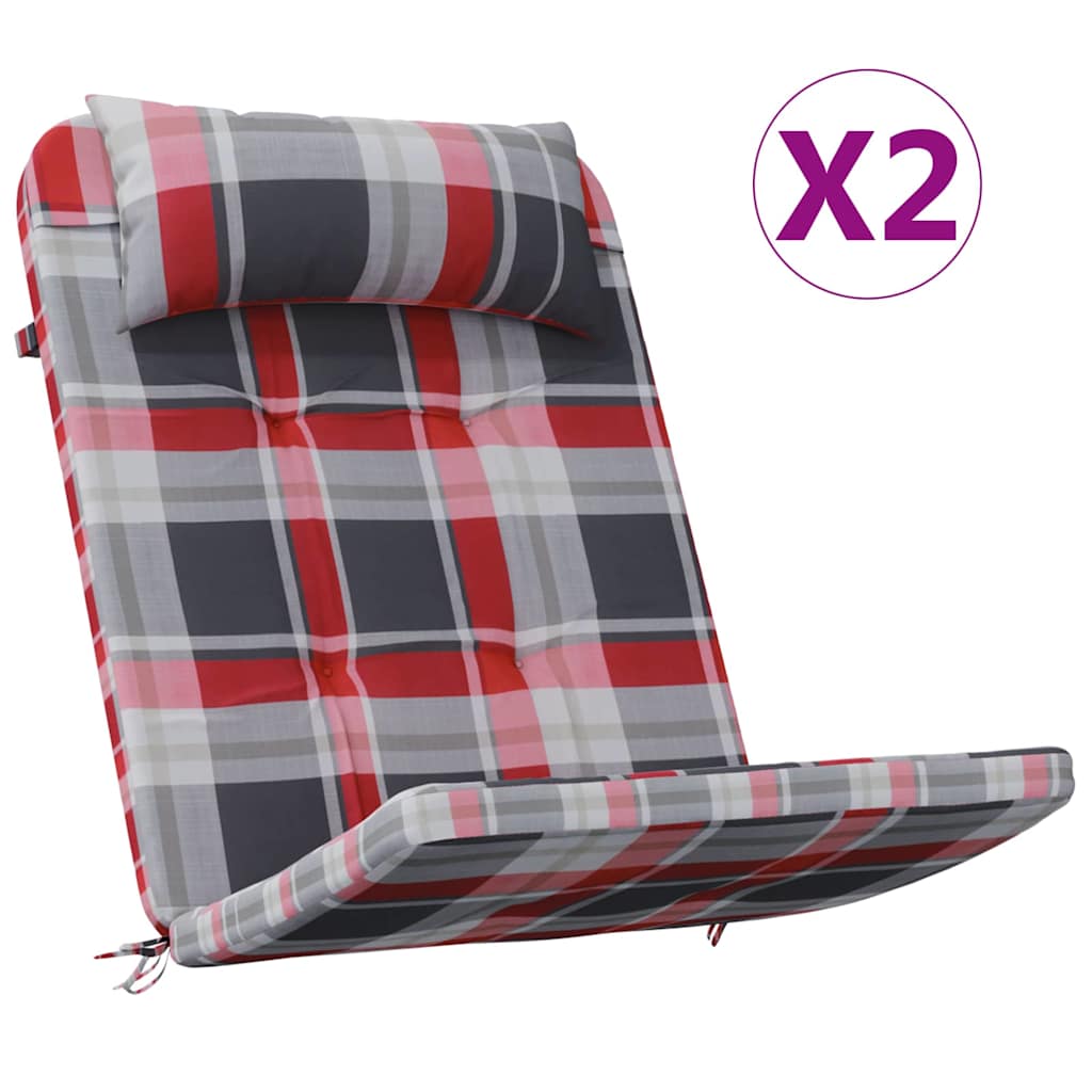 Stoelkussens 2 pcs Rood Ruit 58 x 77 x 4,5 cm Oxford Stof is nu te koop bij PeponiXL, paradijselijk wonen!