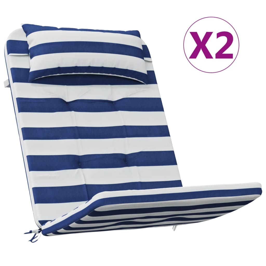 Stoelkussens Adirondack 2 st gestreept stof oxford wit en blauw is nu te koop bij PeponiXL, paradijselijk wonen!