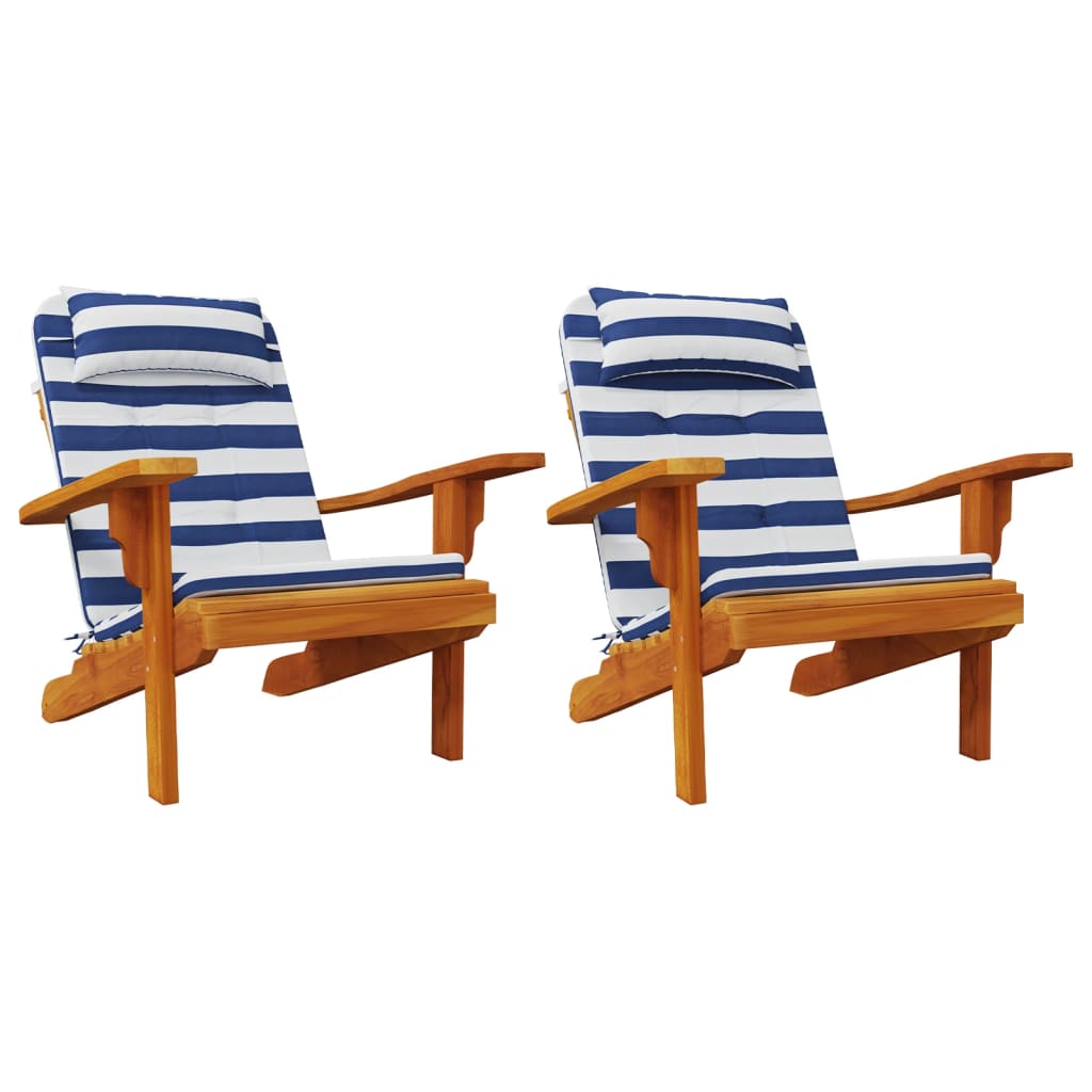 Stoelkussens Adirondack 2 st gestreept stof oxford wit en blauw is nu te koop bij PeponiXL, paradijselijk wonen!