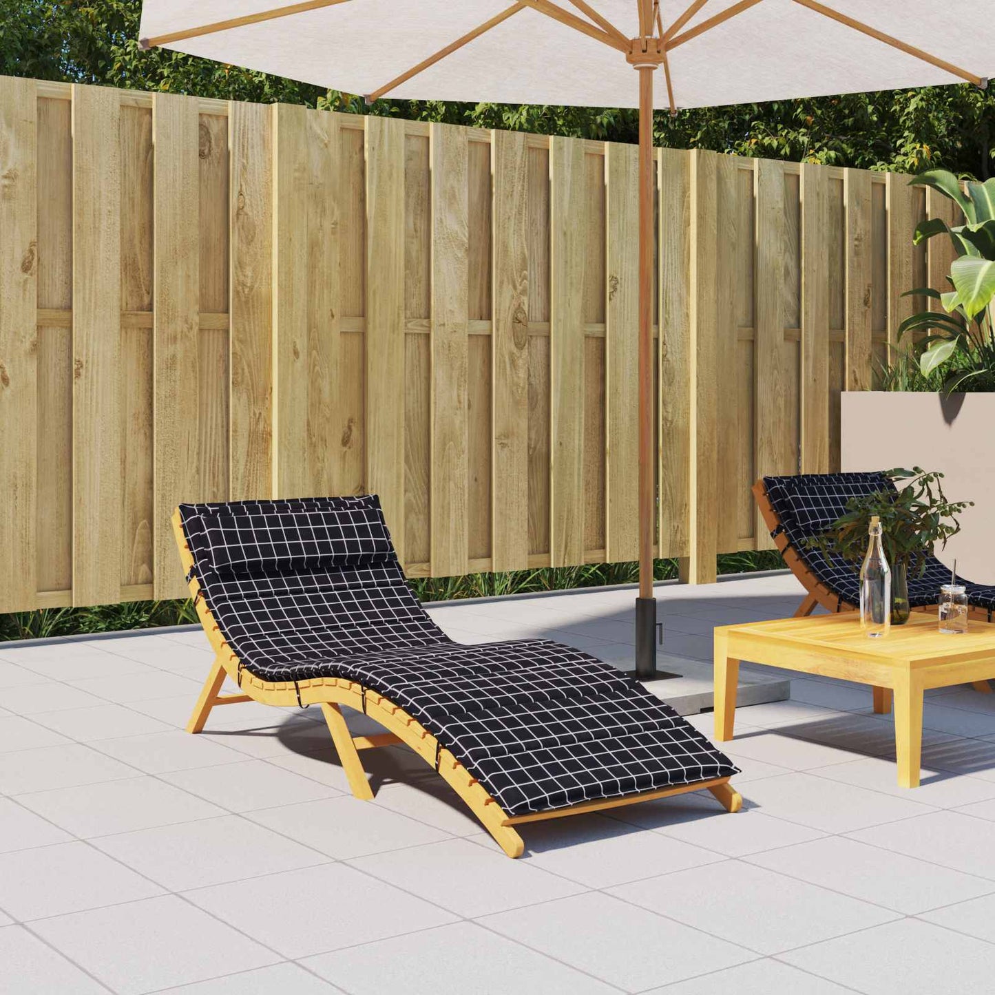 Zon Loungerkussen Zwart 178 x 60 x 4 cm Oxford stof