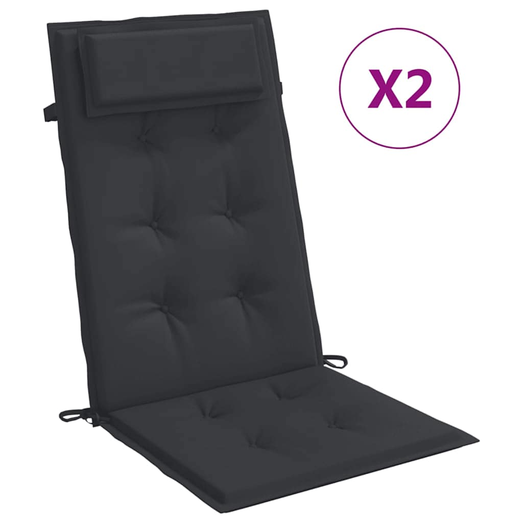 Stoelkussens 2 st hoge rug oxford stof zwart is nu te koop bij PeponiXL, paradijselijk wonen!