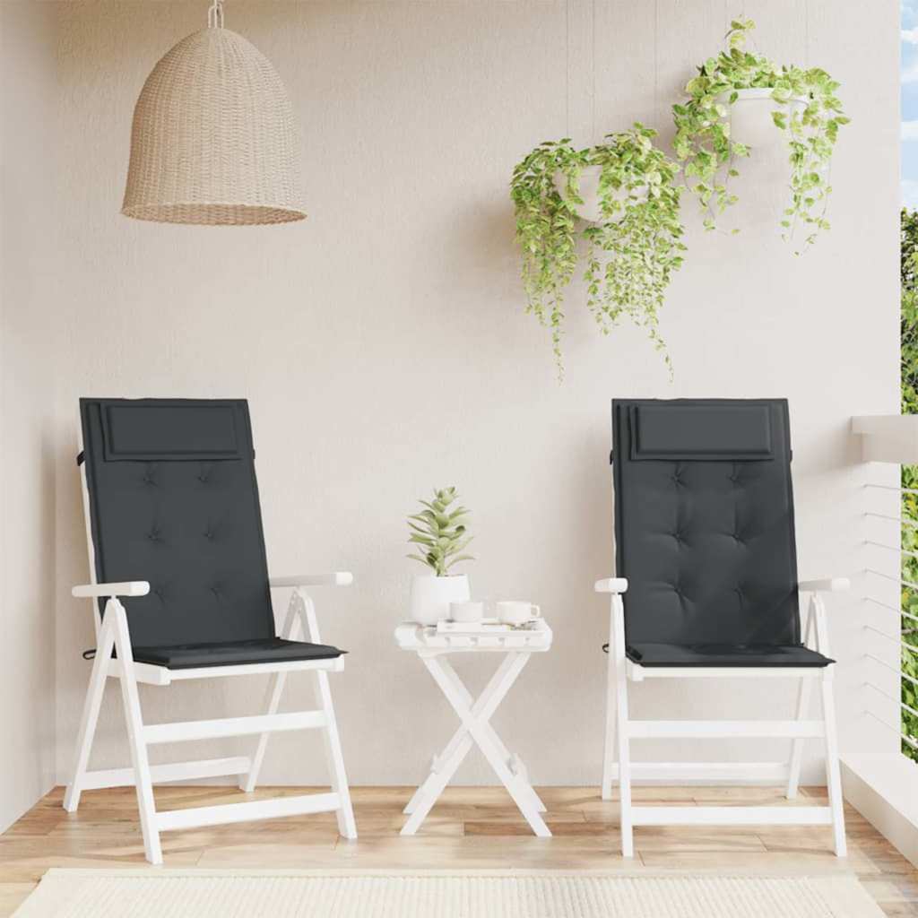 Stoelkussens 2 st hoge rug oxford stof zwart is nu te koop bij PeponiXL, paradijselijk wonen!