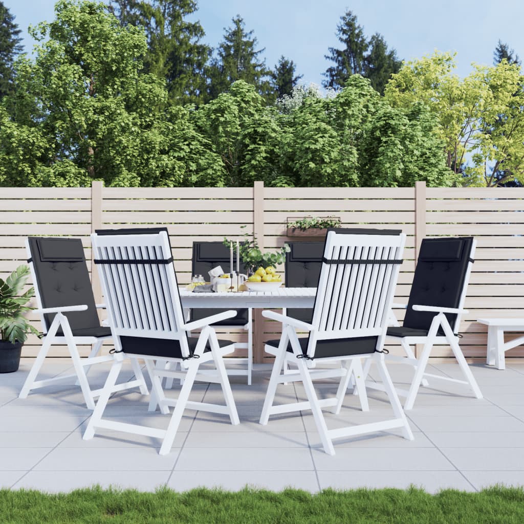 Stoelkussens 6 st hoge rug oxford stof zwart is nu te koop bij PeponiXL, paradijselijk wonen!