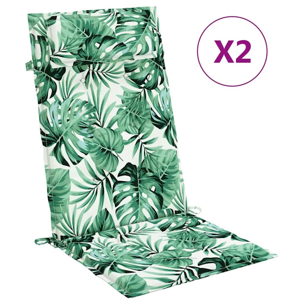 Stoelkussens 2 st hoge rug bladpatroon oxford stof is nu te koop bij PeponiXL, paradijselijk wonen!