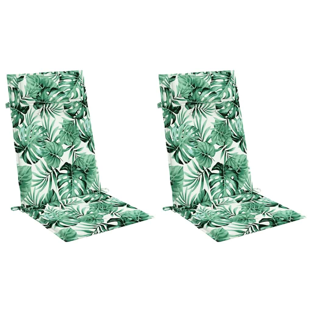 Stoelkussens 2 st hoge rug bladpatroon oxford stof is nu te koop bij PeponiXL, paradijselijk wonen!