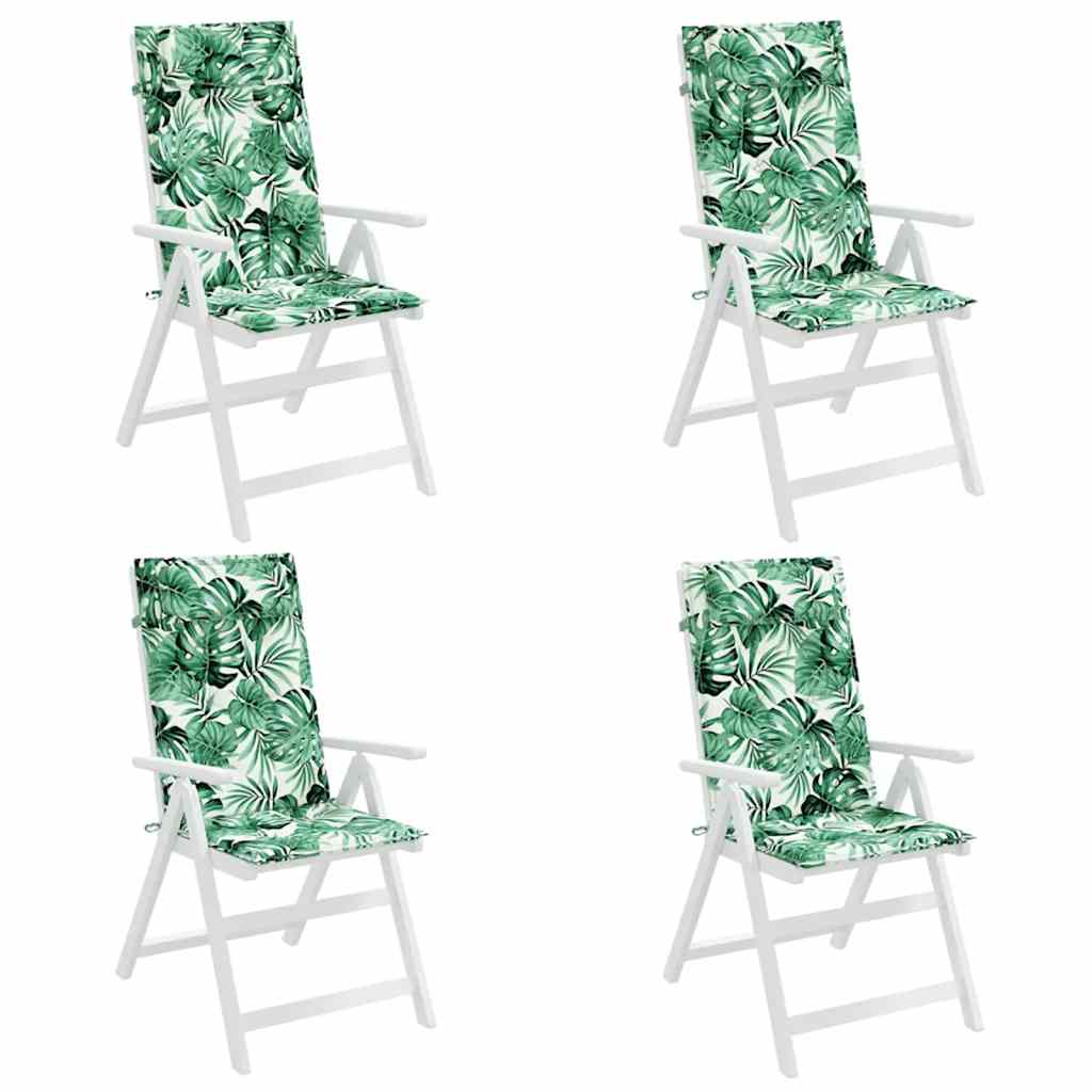 Stoelkussens 4 st hoge rug bladpatroon oxford stof is nu te koop bij PeponiXL, paradijselijk wonen!