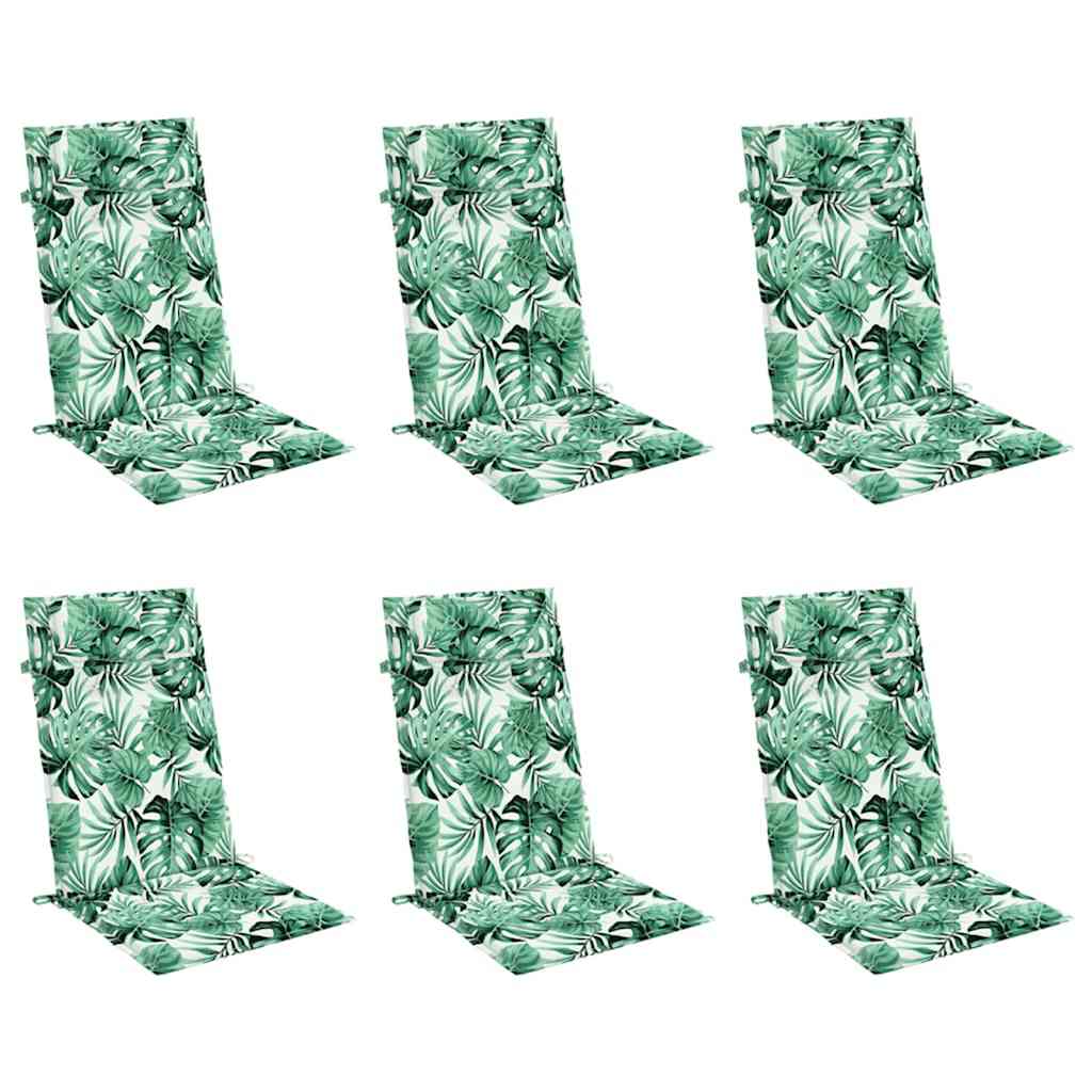 Stoelkussens 6 st hoge rug bladpatroon oxford stof is nu te koop bij PeponiXL, paradijselijk wonen!
