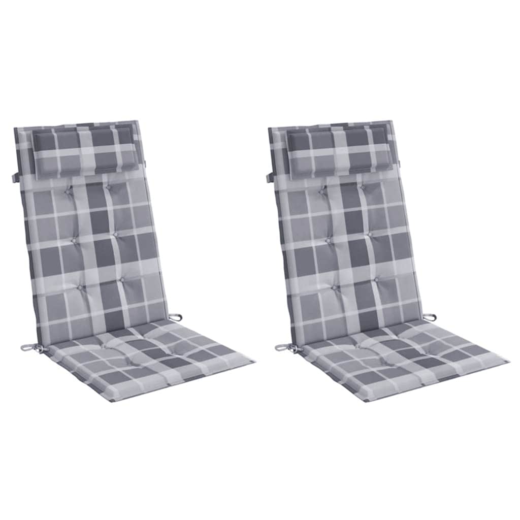 Stoelkussens 2 st hoge rug ruitpatroon oxford stof grijs is nu te koop bij PeponiXL, paradijselijk wonen!