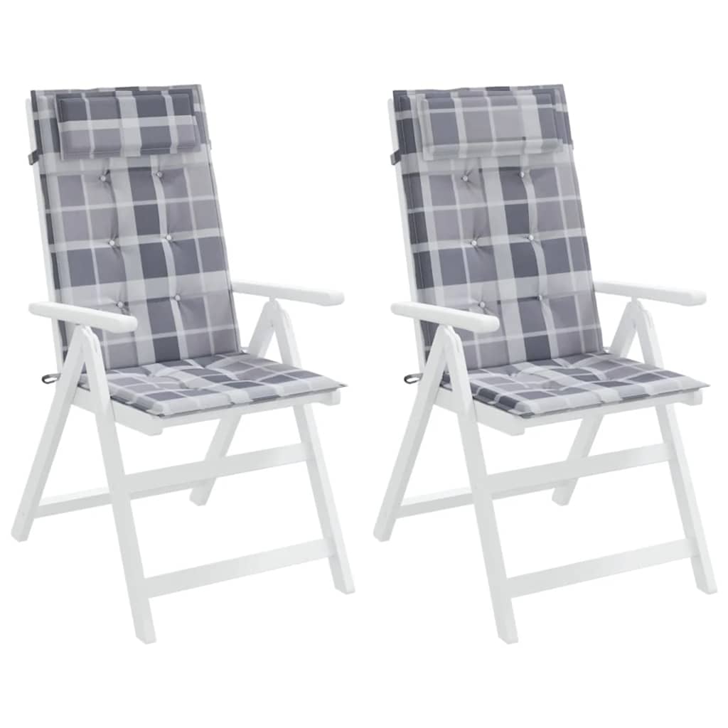 Stoelkussens 2 st hoge rug ruitpatroon oxford stof grijs is nu te koop bij PeponiXL, paradijselijk wonen!