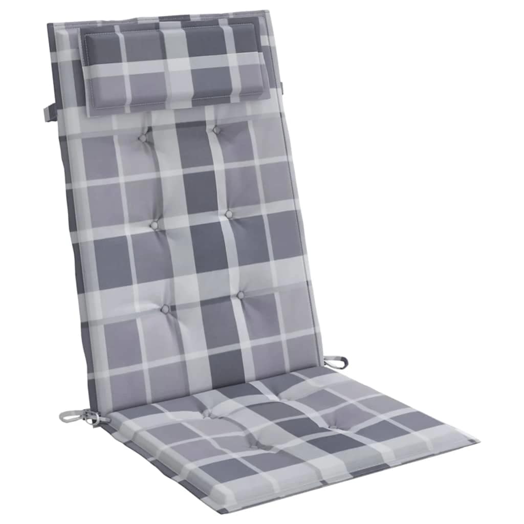 Stoelkussens 6 st hoge rug ruitpatroon oxford stof grijs is nu te koop bij PeponiXL, paradijselijk wonen!