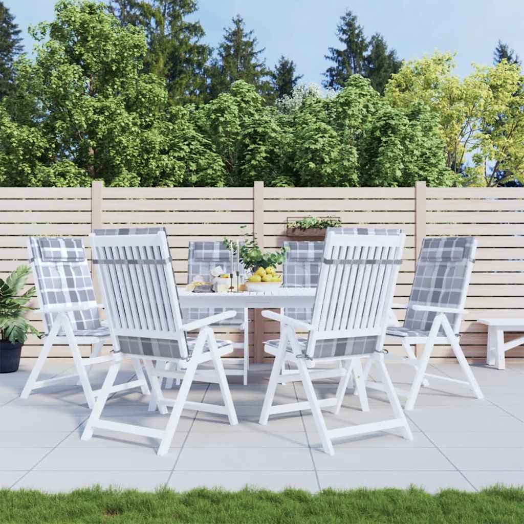 Stoelkussens 6 st hoge rug ruitpatroon oxford stof grijs is nu te koop bij PeponiXL, paradijselijk wonen!