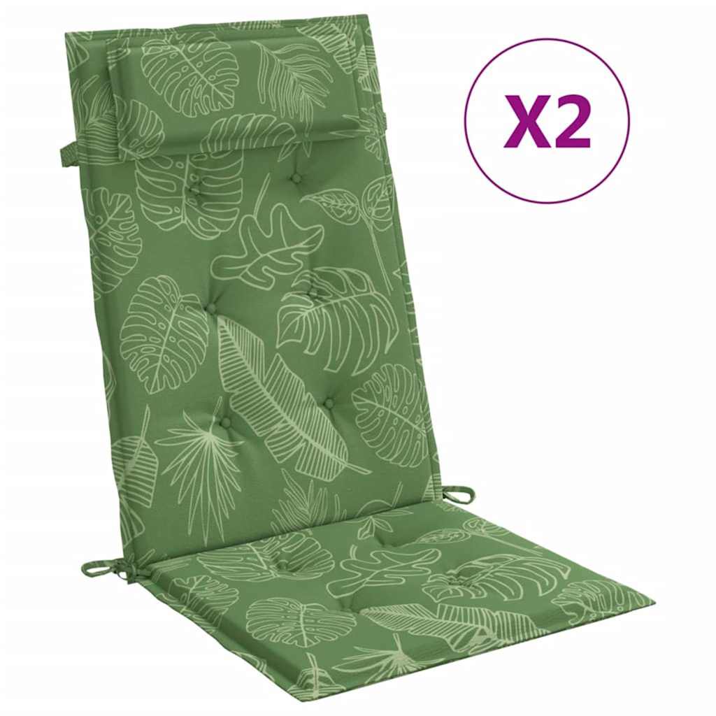 Stoelkussens 2 st hoge rug bladpatroon oxford stof is nu te koop bij PeponiXL, paradijselijk wonen!