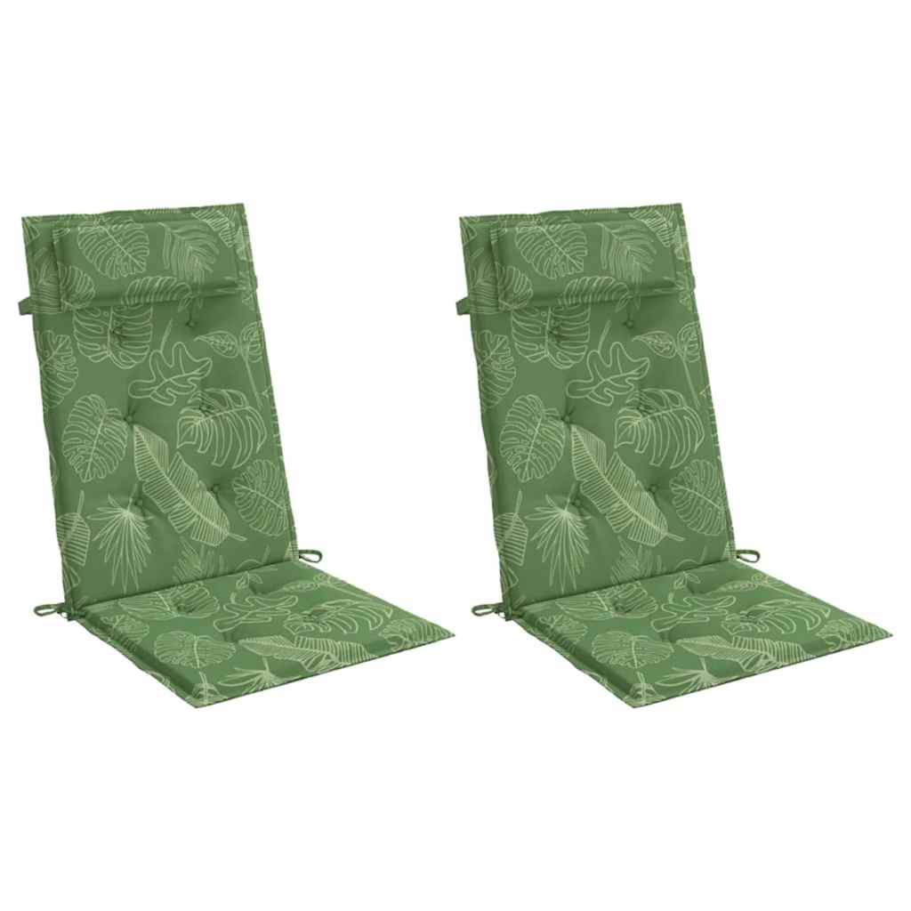 Stoelkussens 2 st hoge rug bladpatroon oxford stof is nu te koop bij PeponiXL, paradijselijk wonen!