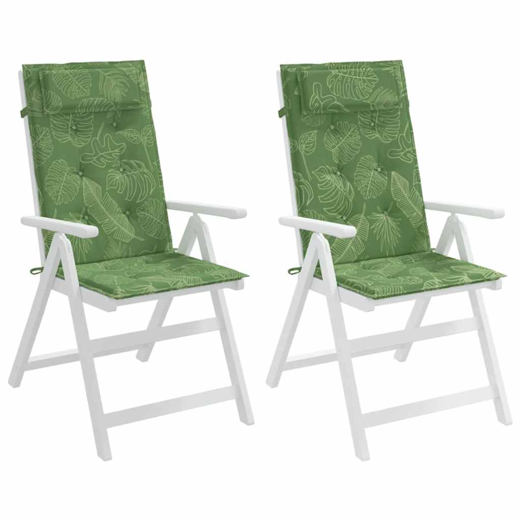 Stoelkussens 2 st hoge rug bladpatroon oxford stof is nu te koop bij PeponiXL, paradijselijk wonen!