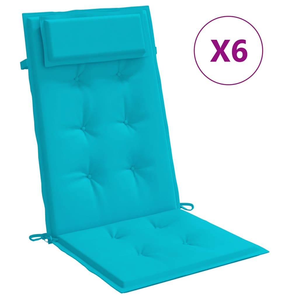 Stoelkussens 6 st hoge rug oxford stof turquoise is nu te koop bij PeponiXL, paradijselijk wonen!