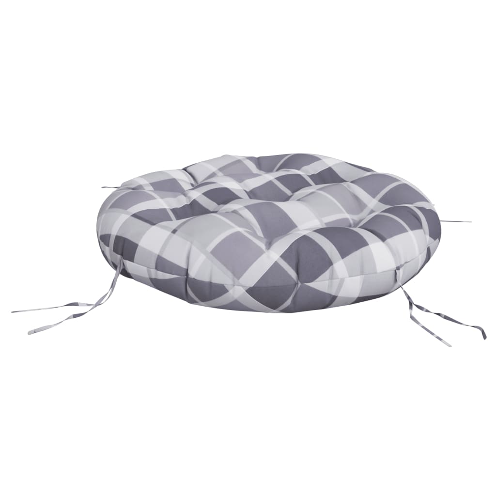 Zitkussen rond ruitpatroon Ø 60x11 cm oxford stof grijs is nu te koop bij PeponiXL, paradijselijk wonen!