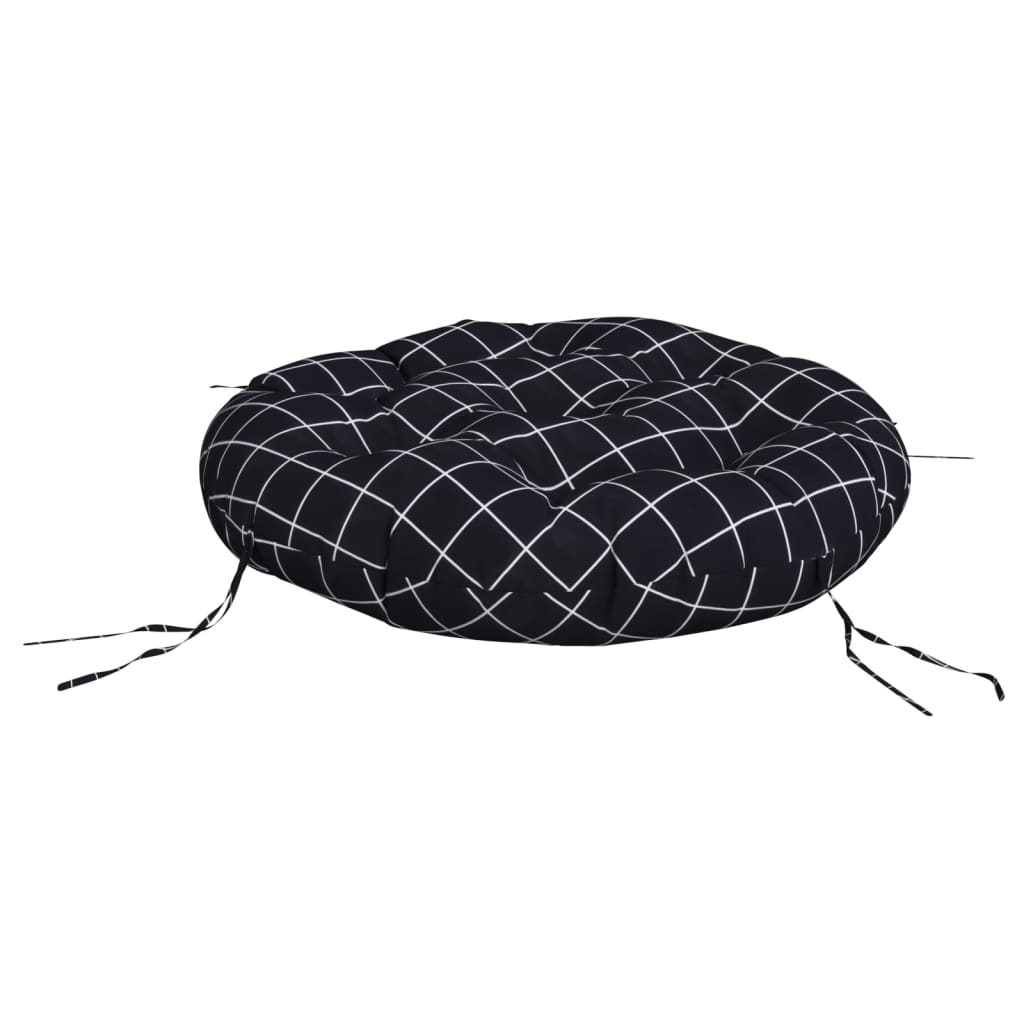 Zitkussen rond ruitpatroon Ø 60x11 cm oxford stof zwart is nu te koop bij PeponiXL, paradijselijk wonen!