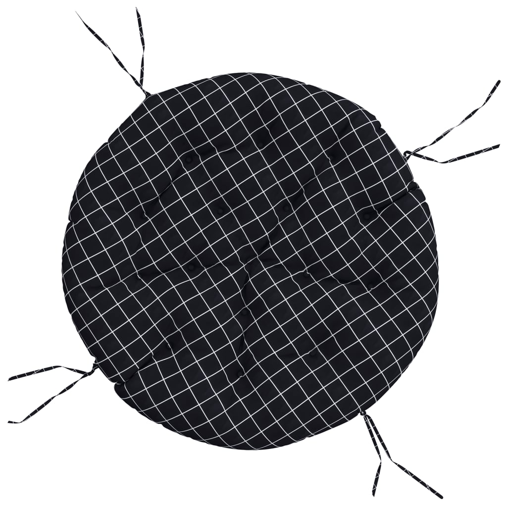 Zitkussen rond ruitpatroon Ø 100x11 cm oxford stof zwart is nu te koop bij PeponiXL, paradijselijk wonen!