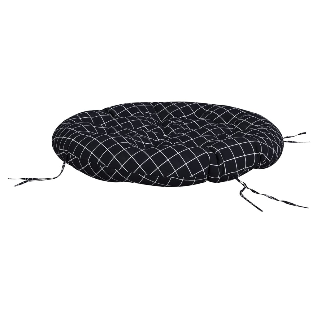 Zitkussen rond ruitpatroon Ø 100x11 cm oxford stof zwart is nu te koop bij PeponiXL, paradijselijk wonen!