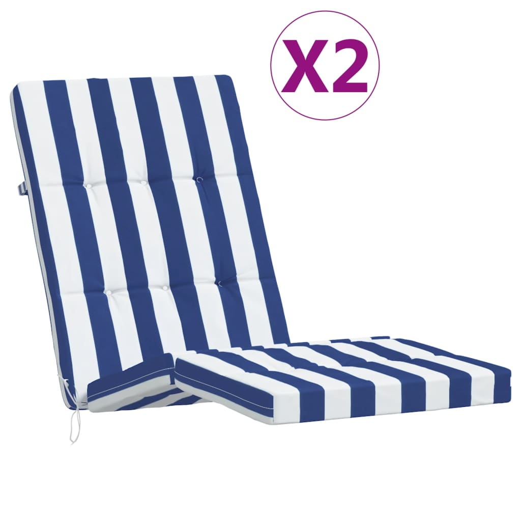 Terrasstoelkussens 2 st gestreept oxford stof wit en blauw is nu te koop bij PeponiXL, paradijselijk wonen!