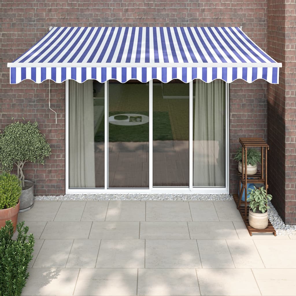 Luifel uittrekbaar 3x2,5 m stof en aluminium blauw en wit is nu te koop bij PeponiXL, paradijselijk wonen!