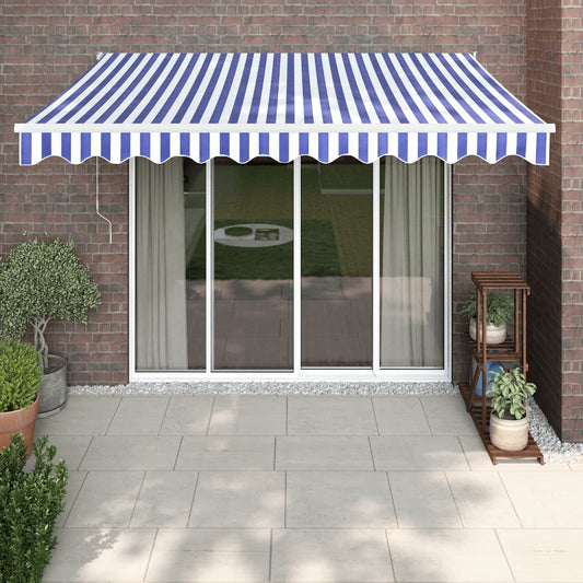 Luifel uittrekbaar 3,5x2,5 m stof en aluminium blauw en wit is nu te koop bij PeponiXL, paradijselijk wonen!
