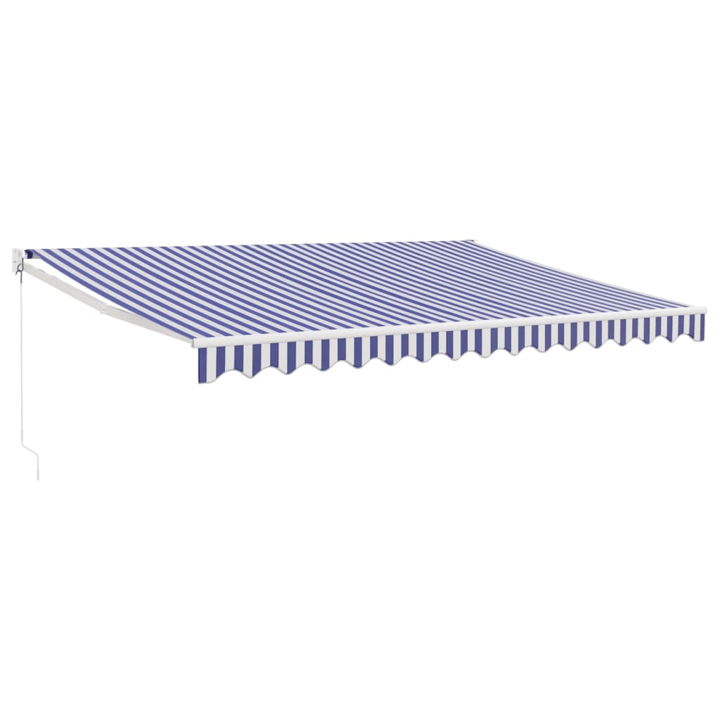 Luifel uittrekbaar 4x3 m stof en aluminium blauw en wit is nu te koop bij PeponiXL, paradijselijk wonen!