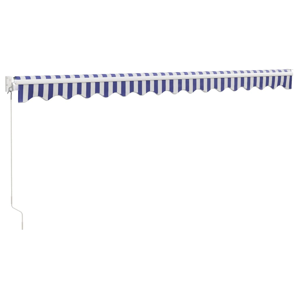 Luifel uittrekbaar 4x3 m stof en aluminium blauw en wit is nu te koop bij PeponiXL, paradijselijk wonen!
