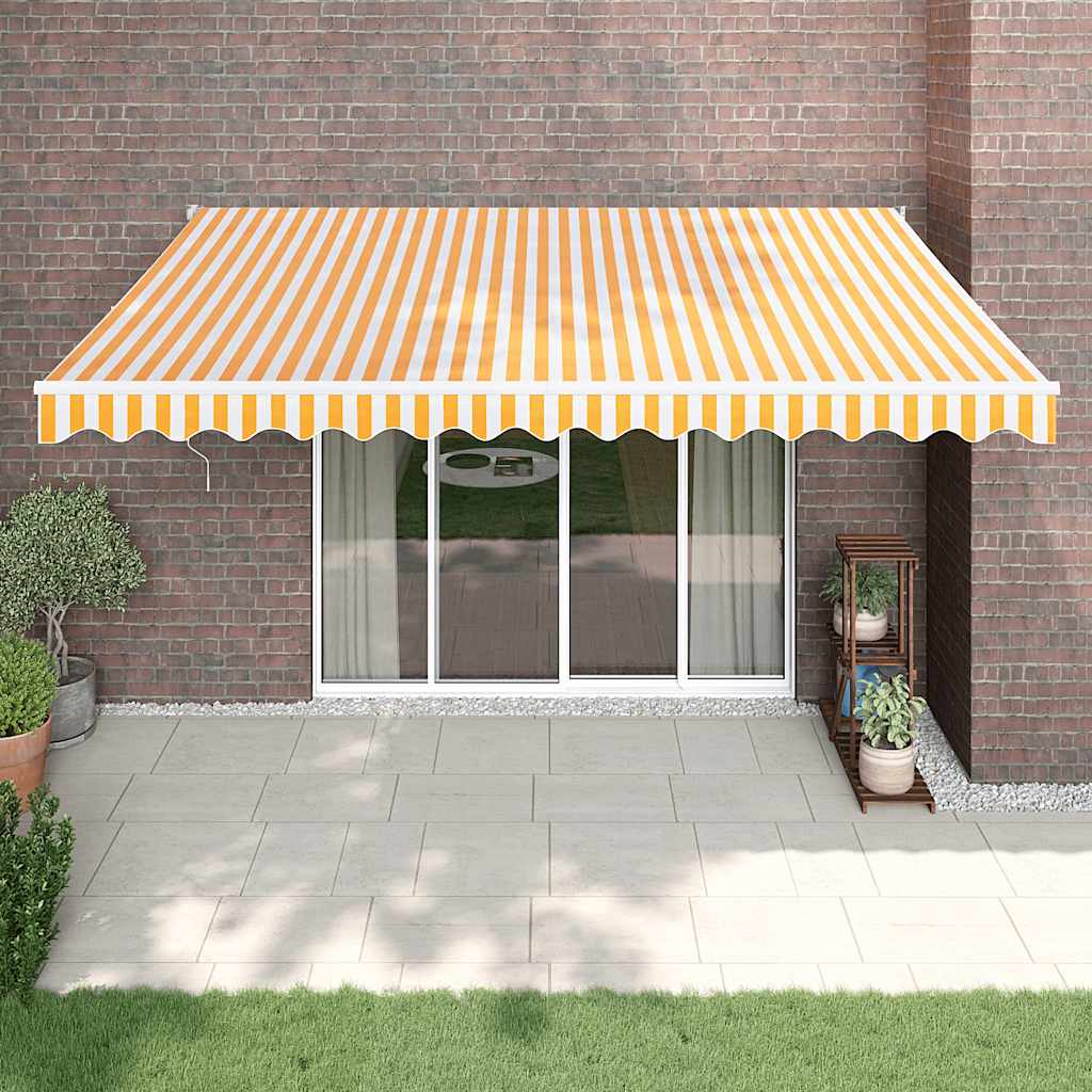Luifel uittrekbaar 4x3 m stof en aluminium geel en wit is nu te koop bij PeponiXL, paradijselijk wonen!