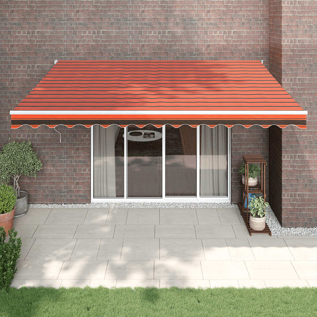 Luifel uittrekbaar 4x3 m stof en aluminium oranje en bruin is nu te koop bij PeponiXL, paradijselijk wonen!