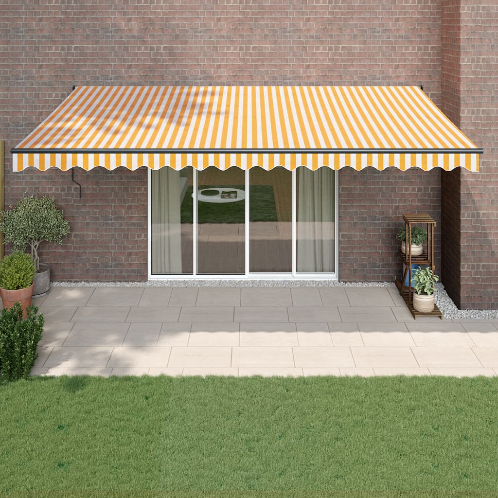 Luifel uittrekbaar 5x3 m stof en aluminium geel en wit is nu te koop bij PeponiXL, paradijselijk wonen!