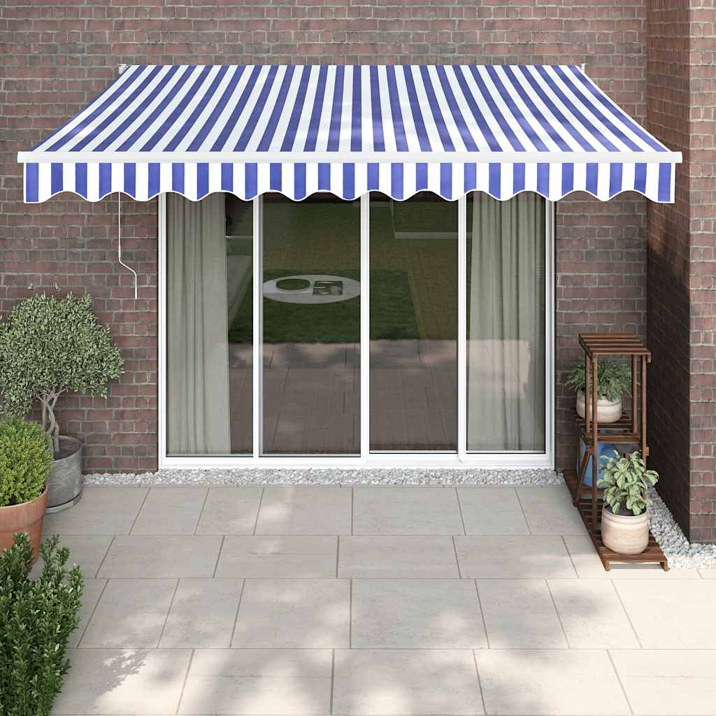Luifel automatisch uitschuifbaar 3x2,5 m blauw en wit is nu te koop bij PeponiXL, paradijselijk wonen!