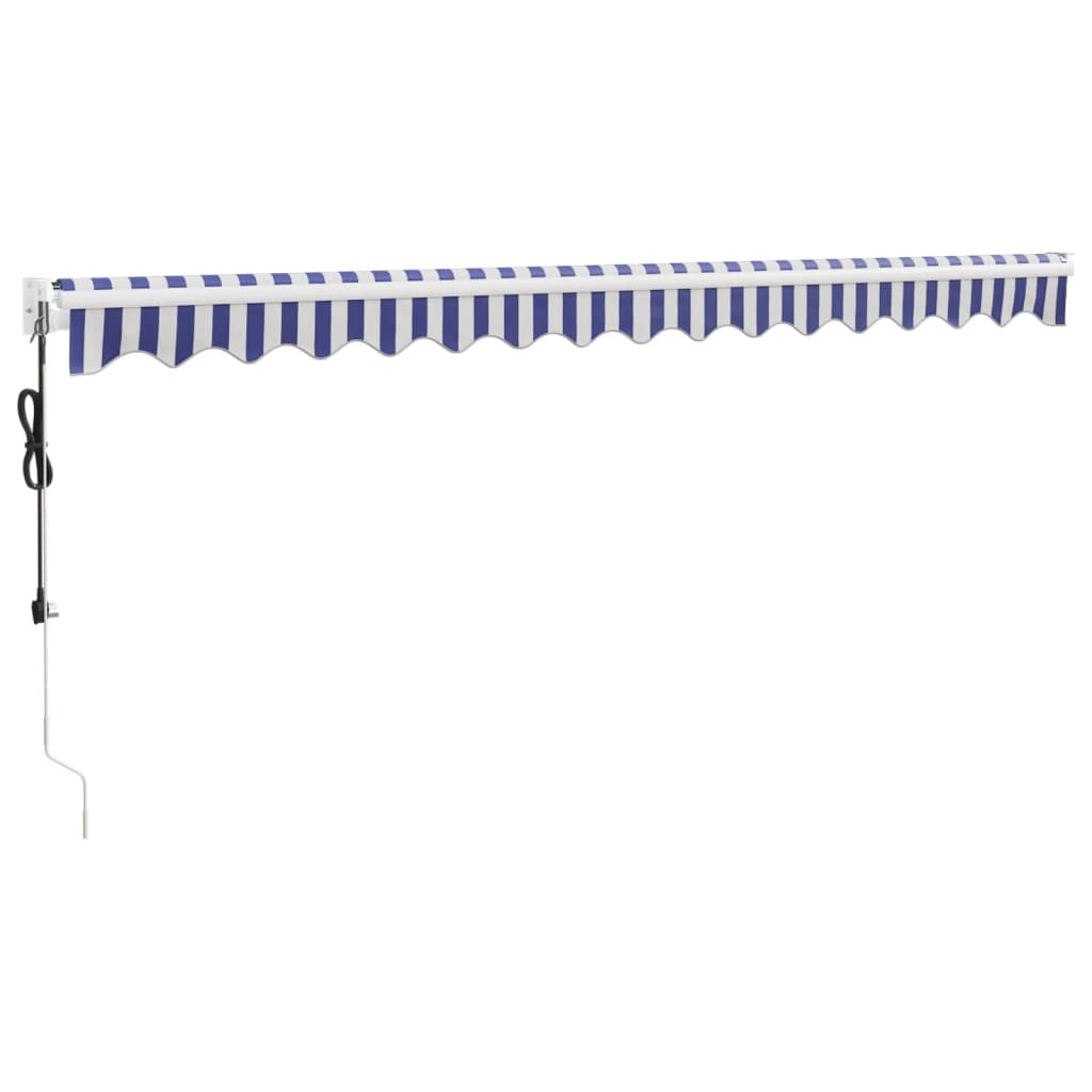 Luifel automatisch uitschuifbaar 4,5x3 m blauw en wit is nu te koop bij PeponiXL, paradijselijk wonen!