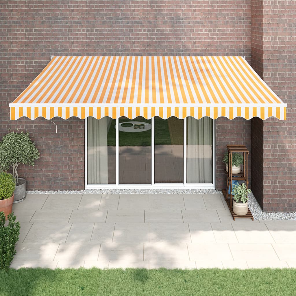 Luifel automatisch uitschuifbaar 4,5x3 m geel en wit is nu te koop bij PeponiXL, paradijselijk wonen!