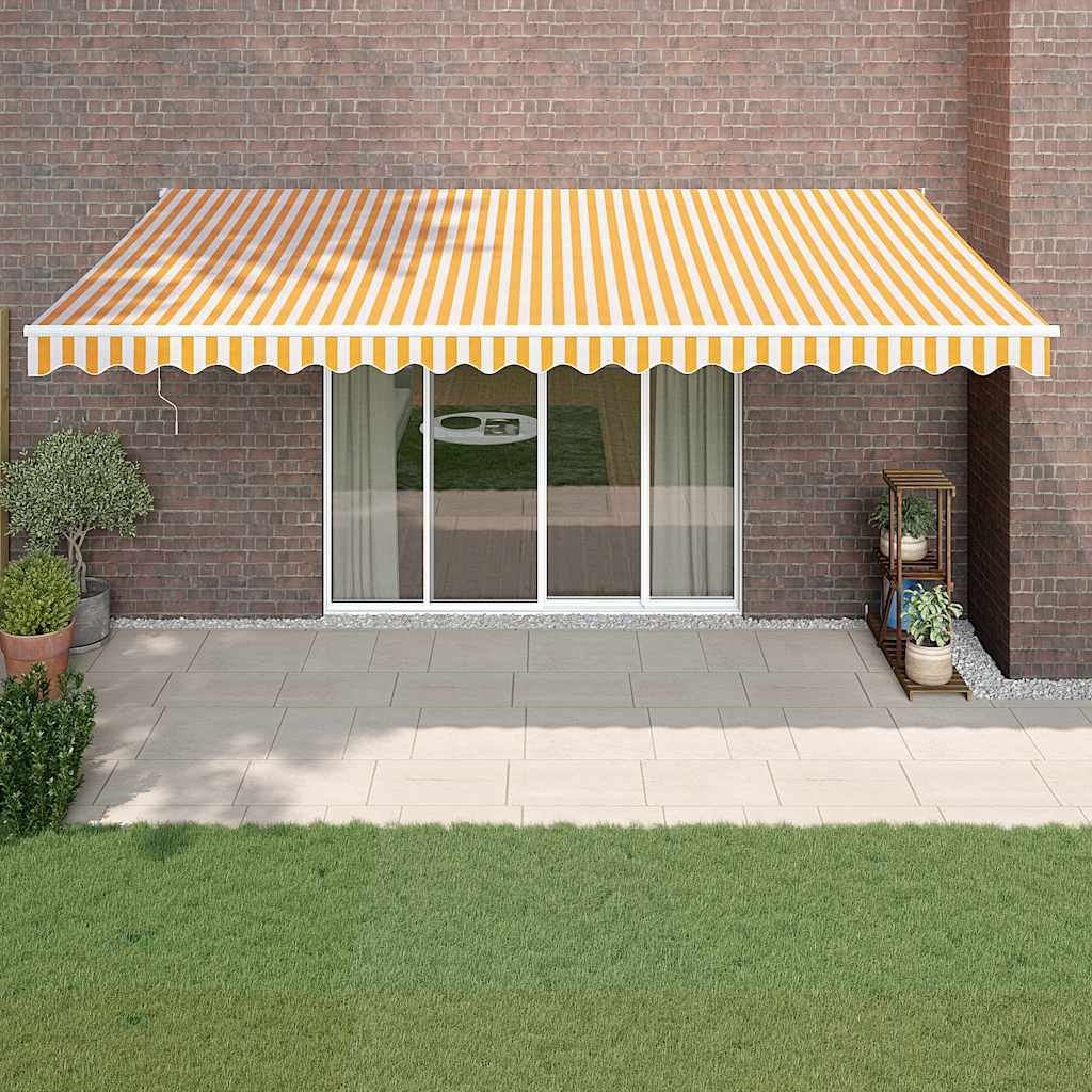Luifel automatisch uitschuifbaar 5x3 m geel en wit is nu te koop bij PeponiXL, paradijselijk wonen!