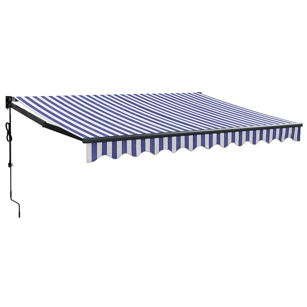 Luifel elektrisch uitschuifbaar 3,5x2,5 m blauw en wit is nu te koop bij PeponiXL, paradijselijk wonen!