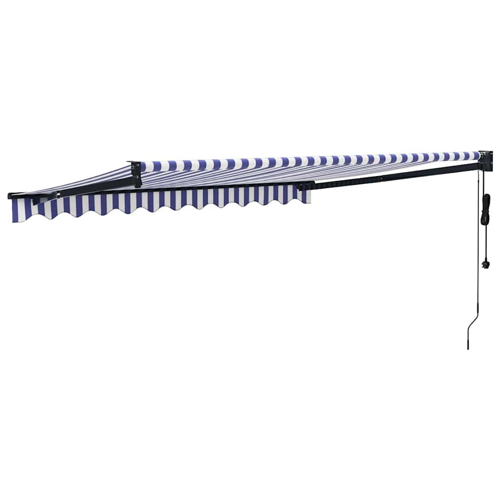 Luifel elektrisch uitschuifbaar 3,5x2,5 m blauw en wit is nu te koop bij PeponiXL, paradijselijk wonen!
