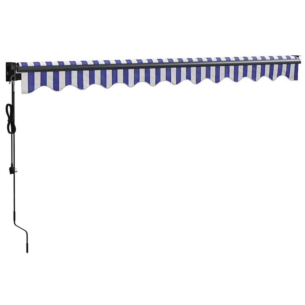 Luifel elektrisch uitschuifbaar 3,5x2,5 m blauw en wit is nu te koop bij PeponiXL, paradijselijk wonen!