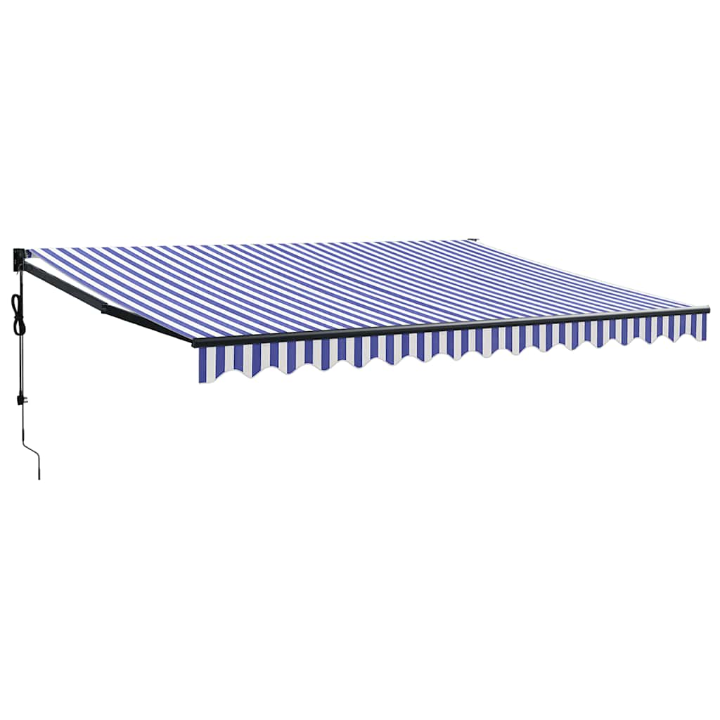 Luifel automatisch uitschuifbaar 4x3 m blauw en wit is nu te koop bij PeponiXL, paradijselijk wonen!