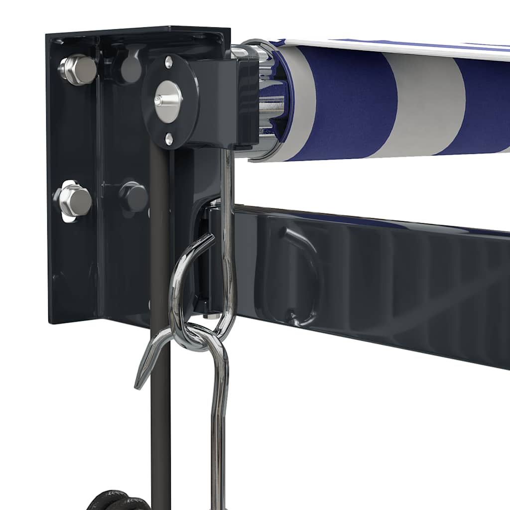 Luifel automatisch uitschuifbaar 4x3 m blauw en wit is nu te koop bij PeponiXL, paradijselijk wonen!