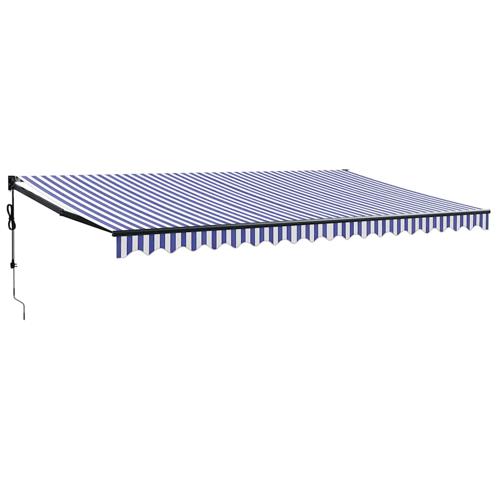 Luifel automatisch uitschuifbaar 5x3 m blauw en wit is nu te koop bij PeponiXL, paradijselijk wonen!
