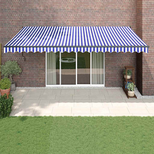 Luifel automatisch uitschuifbaar 5x3 m blauw en wit is nu te koop bij PeponiXL, paradijselijk wonen!